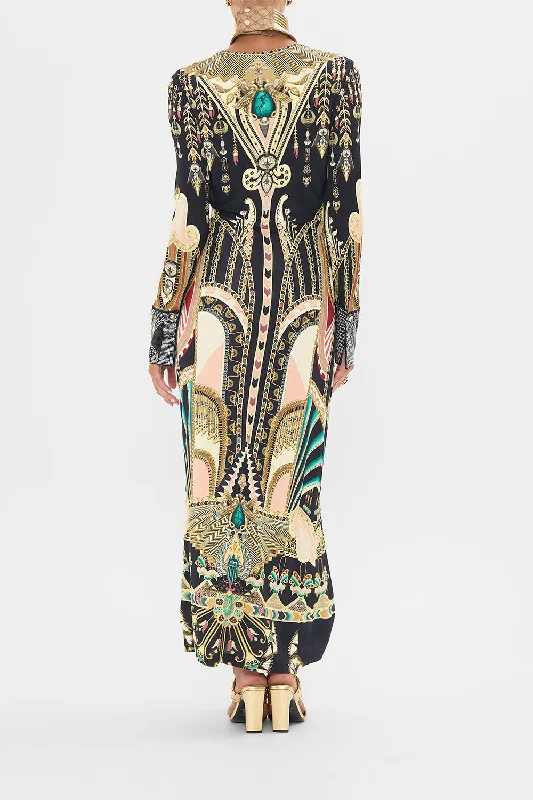 LONG V NECK TWIST FRONT JERSEY DRESS THEY CALLED HER NEFERTARI