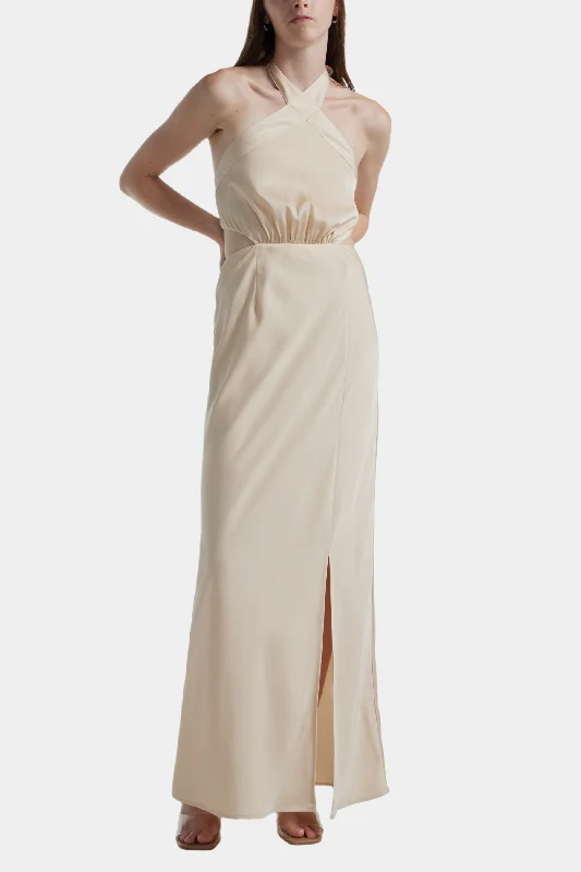 Halter Neck Side Slit Gown