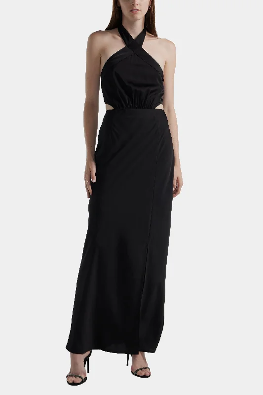 Halter Neck Side Slit Gown