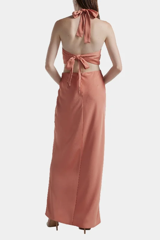 Halter Neck Side Slit Gown