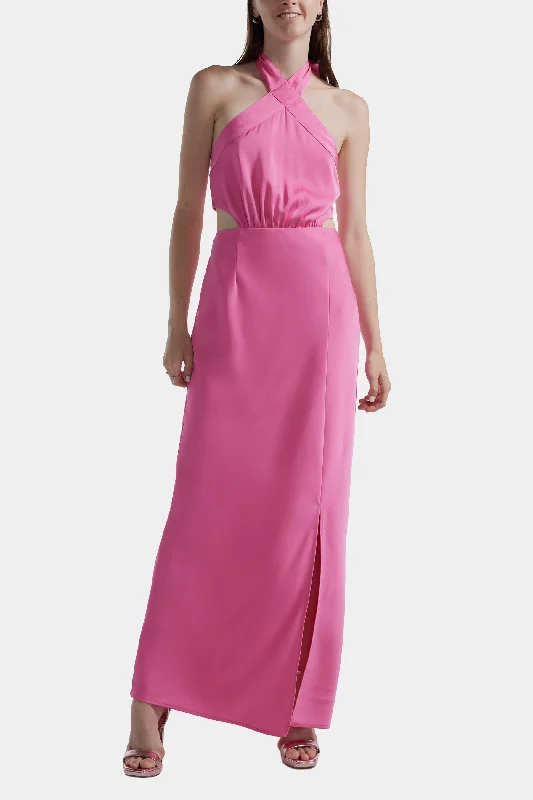 Halter Neck Side Slit Gown