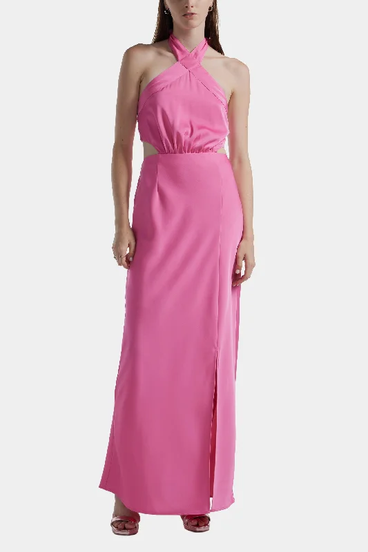 Halter Neck Side Slit Gown