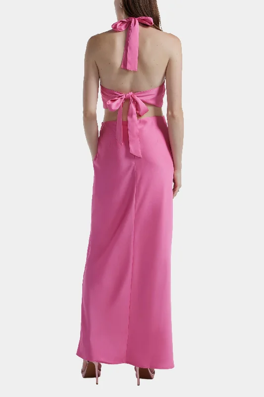 Halter Neck Side Slit Gown