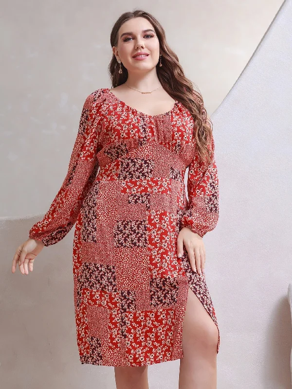 KittenAlarm - Plus Size Floral Print Dress