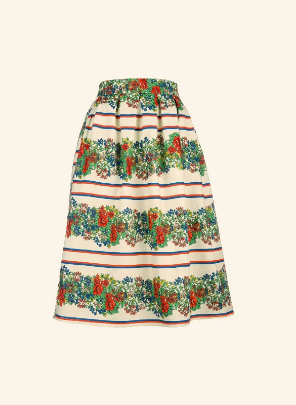 Ada - Seconds - Ivory Mexican Rose Skirt