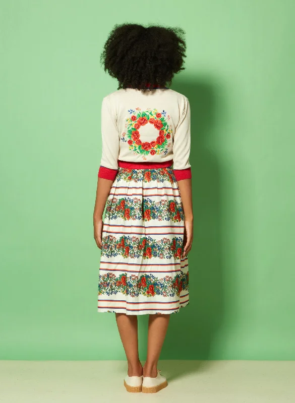 Ada - Seconds - Ivory Mexican Rose Skirt