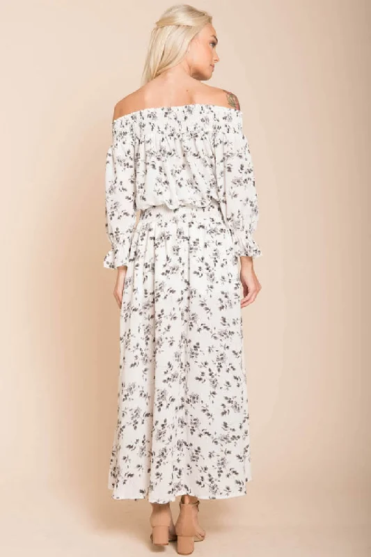 Aiyana High Slit Floral Maxi Dress White