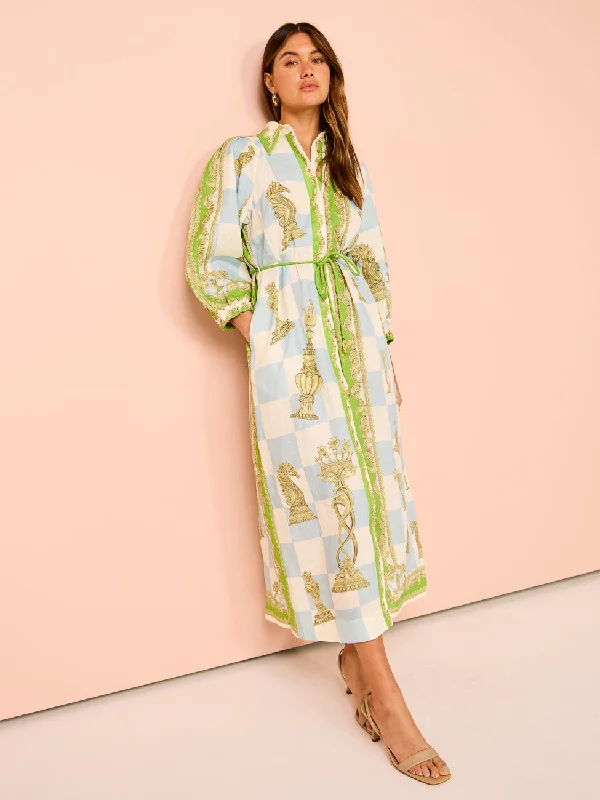 Alemais Checkmate Linen Shirtdress in Multi