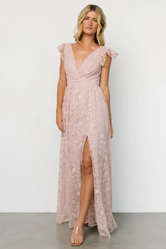 Alexa Embroidered Sequin Maxi Dress | Blush Rose