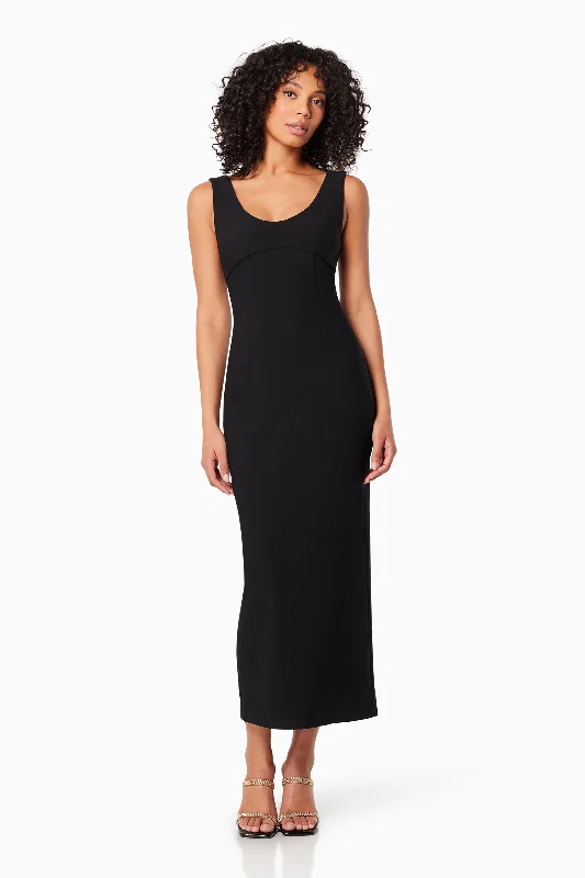 Altea Fitted Midi Dress In Black