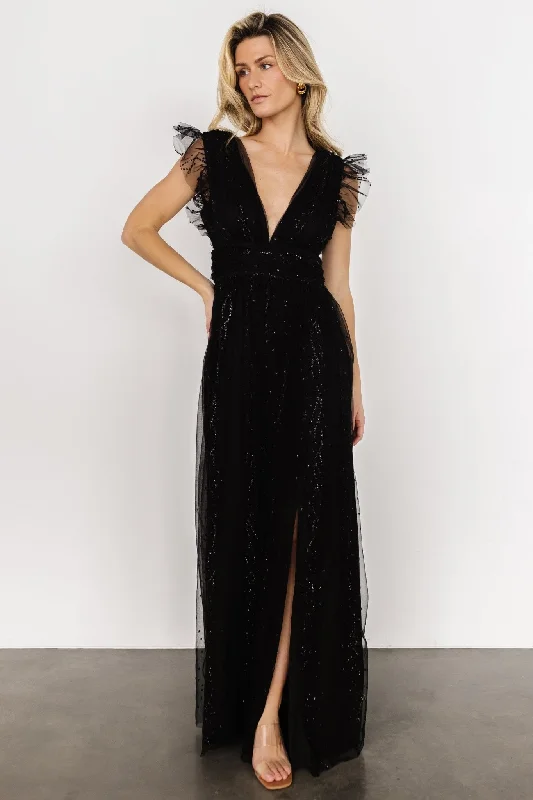 Annika Sequin Mesh Maxi Dress | Black