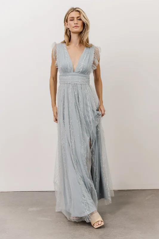 Annika Sequin Mesh Maxi Dress | Dusty Blue