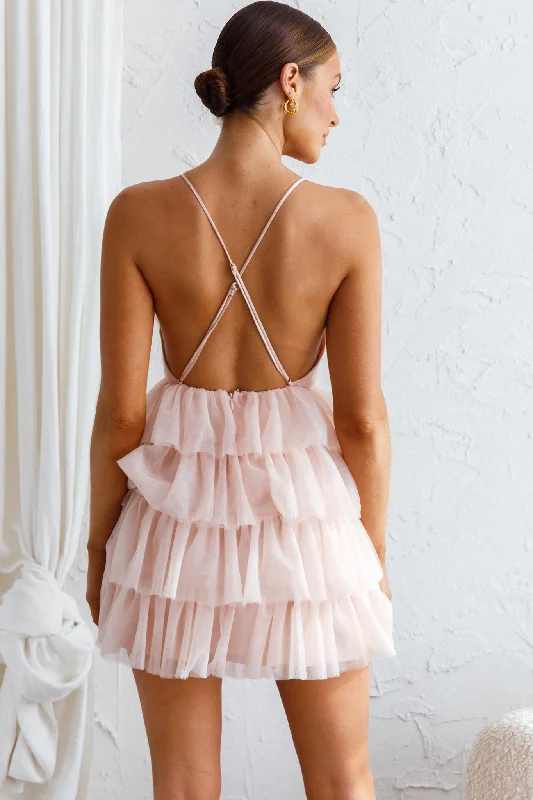 Auguste Tiered Frill Mini Dress Blush