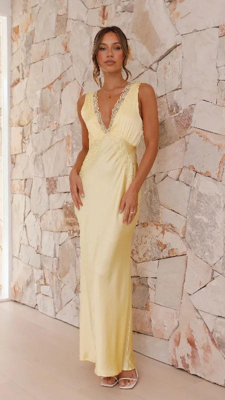 Basiano Maxi Dress - Yellow / Lace