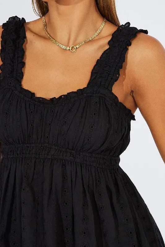 Black Fit And Flare Dress Lace