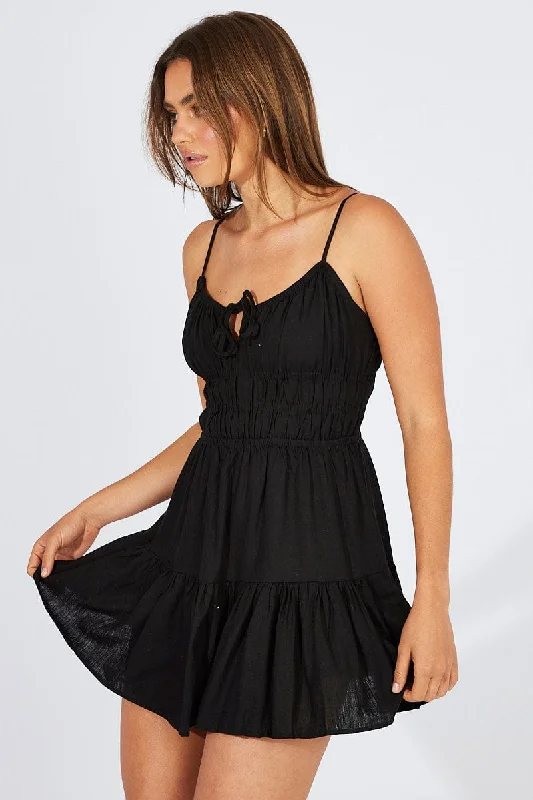 Black Fit And Flare Dress Mini