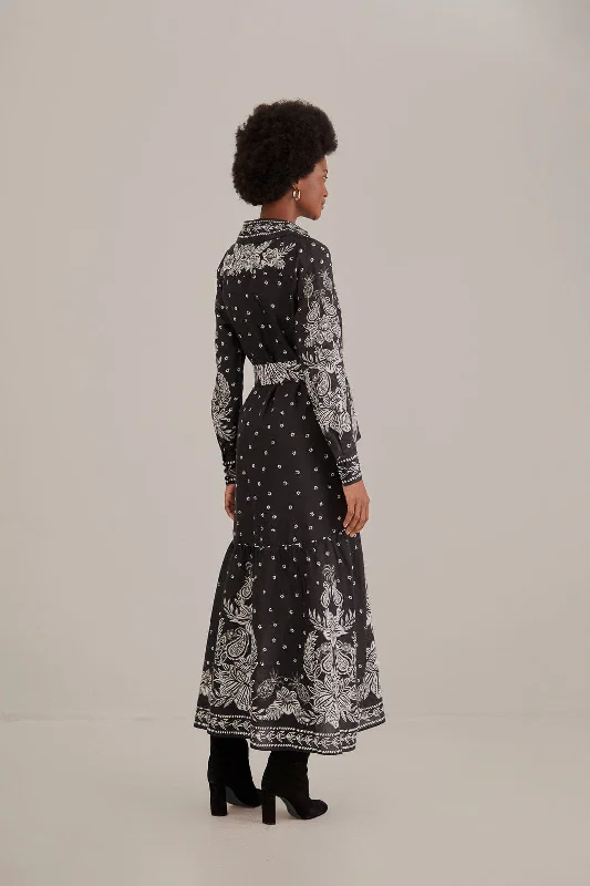 Black Paisley Bloom Maxi Dress