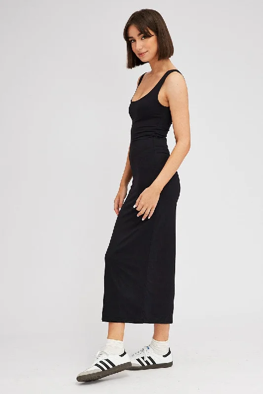 Black Supersoft Maxi Dress Square Neck