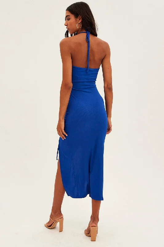 Blue Cut Out Bodycon Party Dress