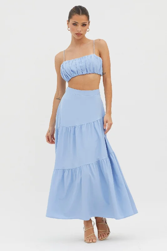 Bondi Waist Tie Maxi Skirt Blue