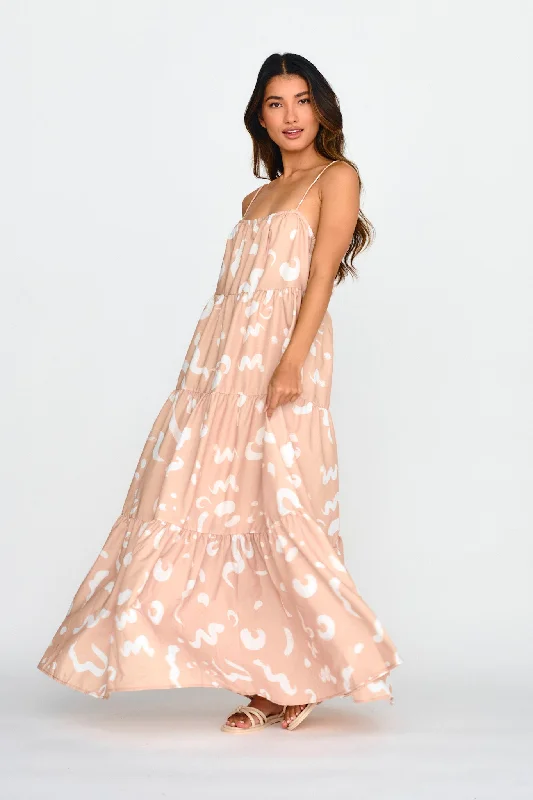 Bora Bora Tied Back Maxi Dress Print Beige