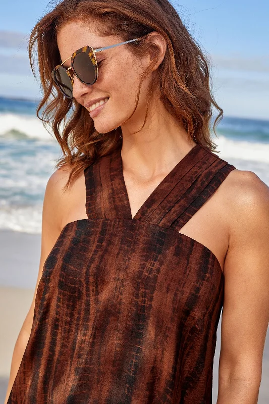 Brown Tie Dye Mini Dress