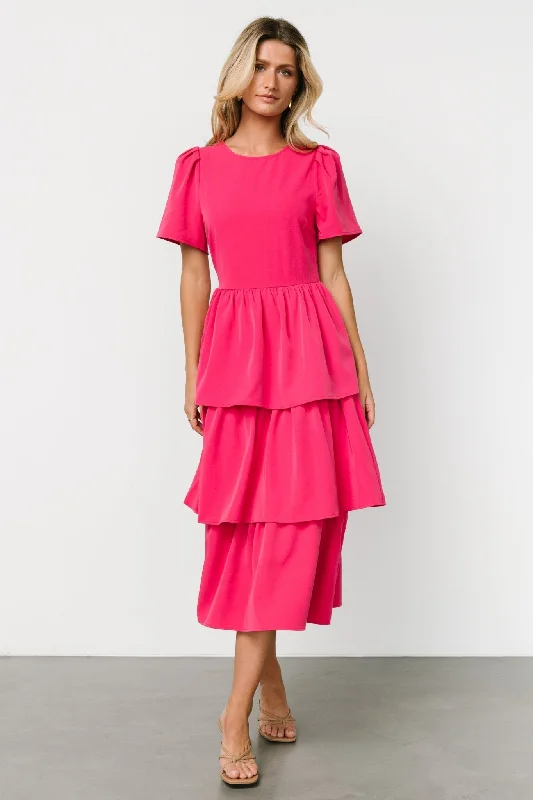 Cadenza Tiered Maxi Dress | Deep Pink