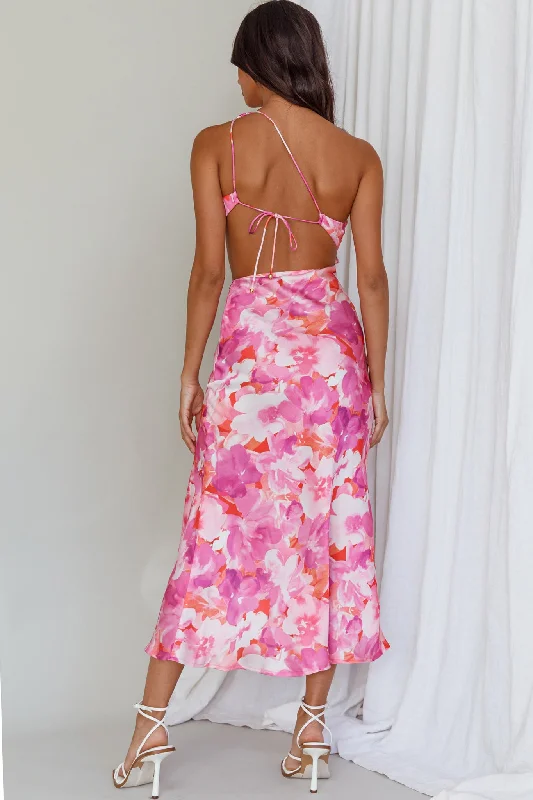 Cameron Cut-Out Midi Dress Floral Pink