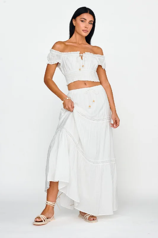 Canyon Cove Puff Sleeve Crop Top White