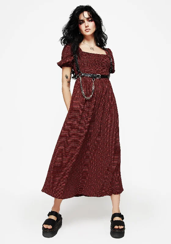 Carmine Check Midaxi Smock Dress