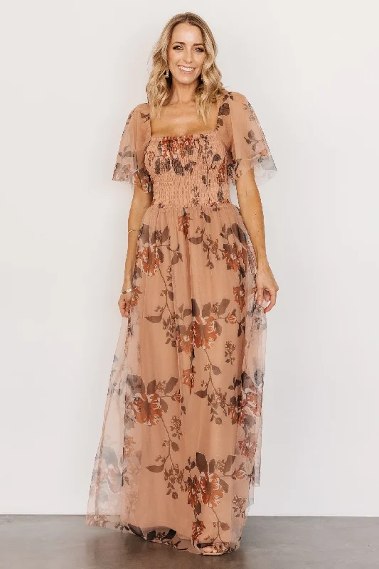 Cassandra Tulle Maxi Dress | Copper Floral