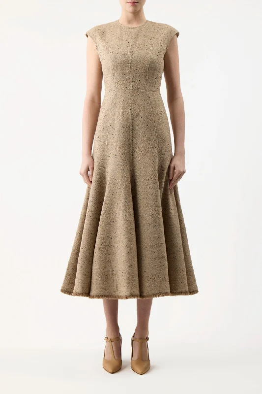 Crowther Dress in Oatmeal Multi Cashmere Virgin Wool