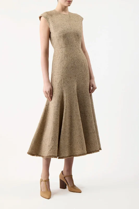 Crowther Dress in Oatmeal Multi Cashmere Virgin Wool