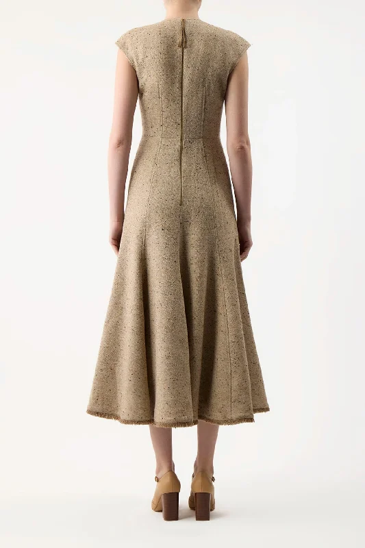 Crowther Dress in Oatmeal Multi Cashmere Virgin Wool