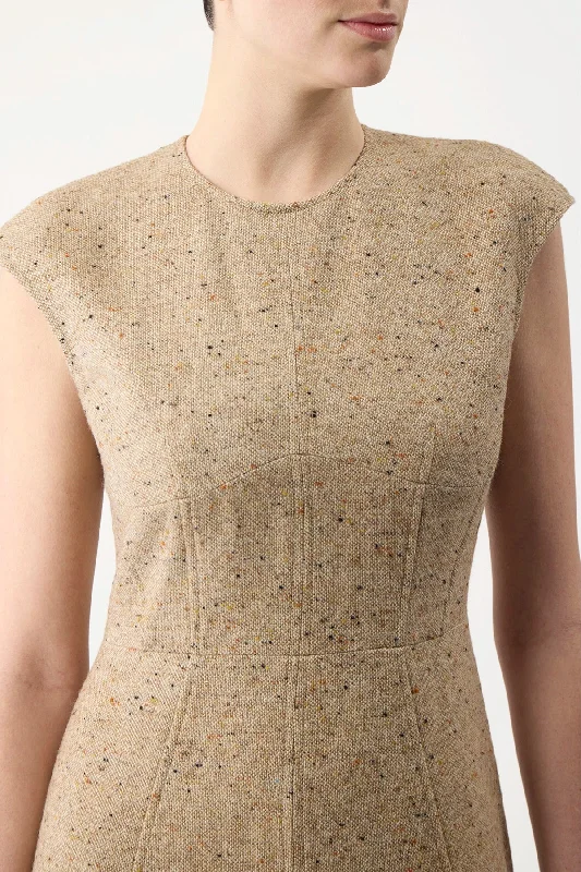 Crowther Dress in Oatmeal Multi Cashmere Virgin Wool