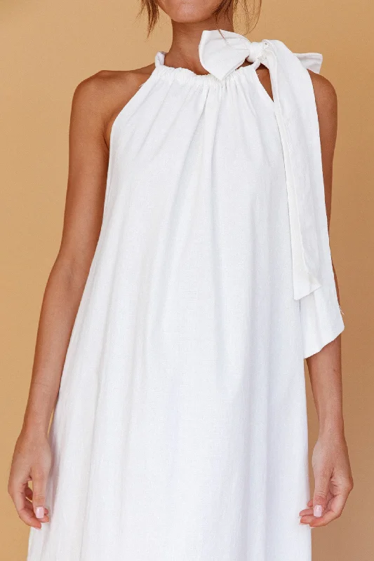 Cruise Shoulder Tie Maxi Dress White