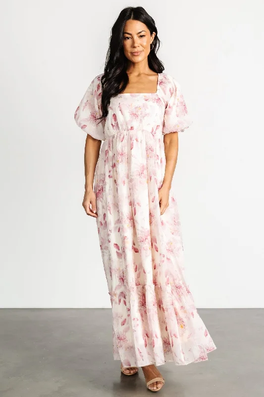 Dalia Maxi Dress | Ivory + Mauve Floral