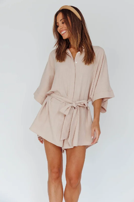 Daytona Beach Button-Up Romper Sand