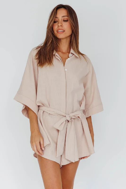 Daytona Beach Button-Up Romper Sand