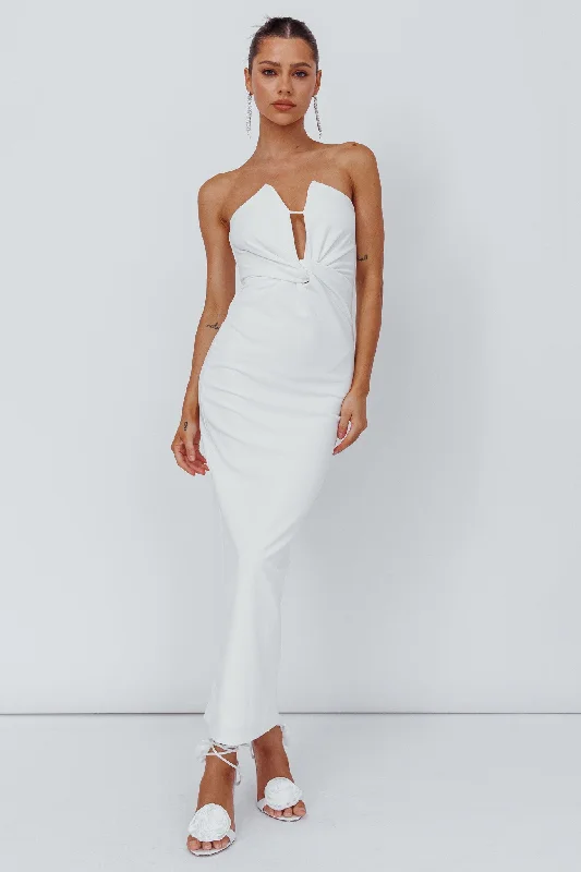 Deonne Twist Waist Midi Dress White