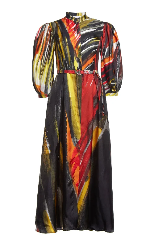 Dexter Dress in Multi Printed Silk