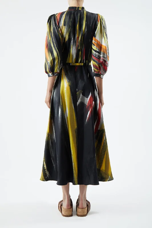 Dexter Dress in Multi Printed Silk