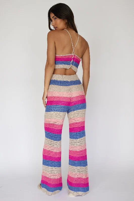 Dream Believer Crochet Pants Stripe Pink Multi