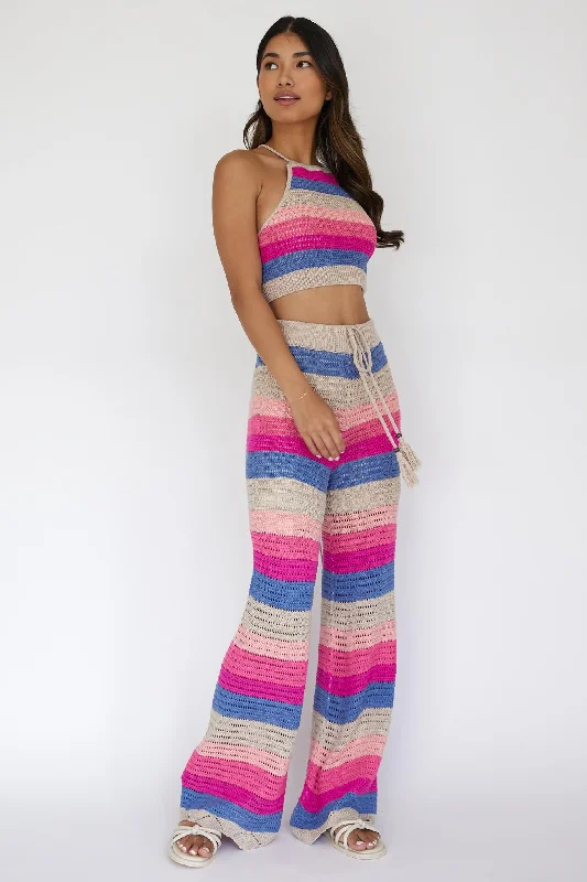 Dream Believer Crochet Pants Stripe Pink Multi