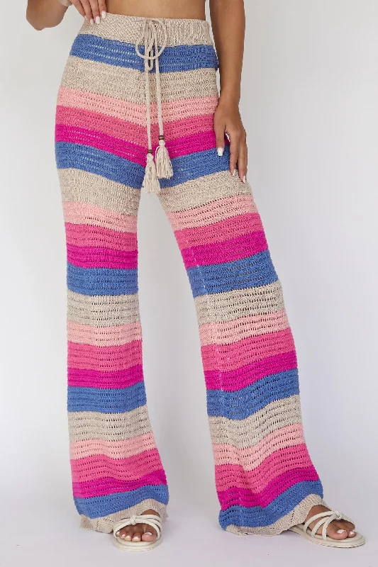 Dream Believer Crochet Pants Stripe Pink Multi