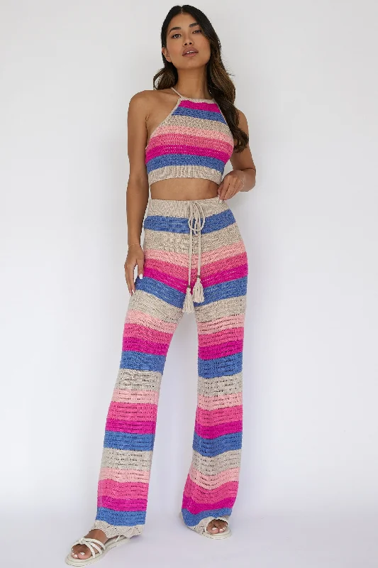 Dream Believer Crochet Pants Stripe Pink Multi