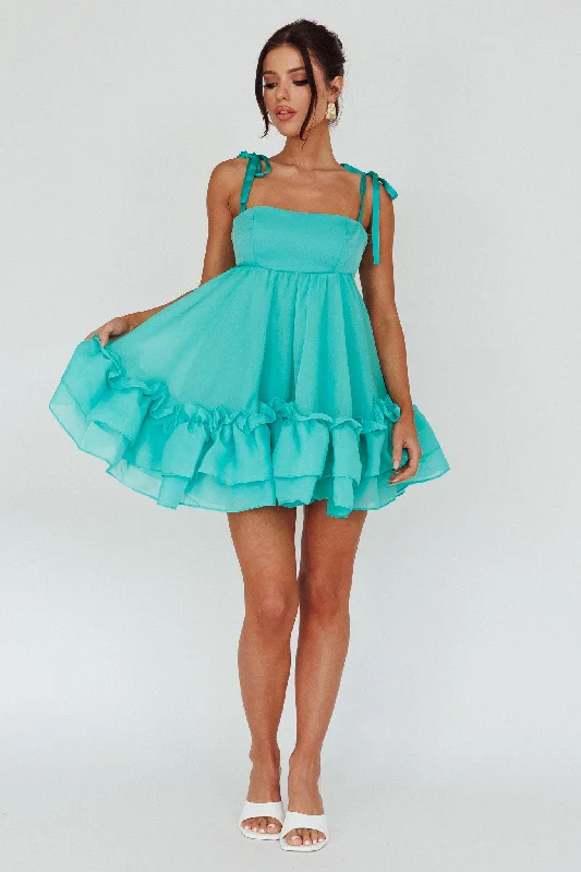 Dream Chaser Frill Hem Babydoll Dress Green