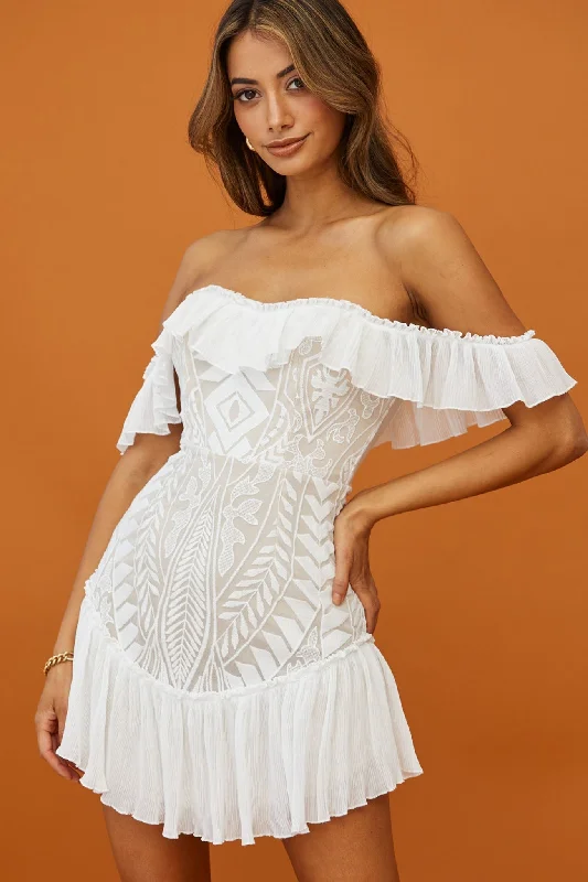 Dreamy Off-Shoulder Mini Dress White