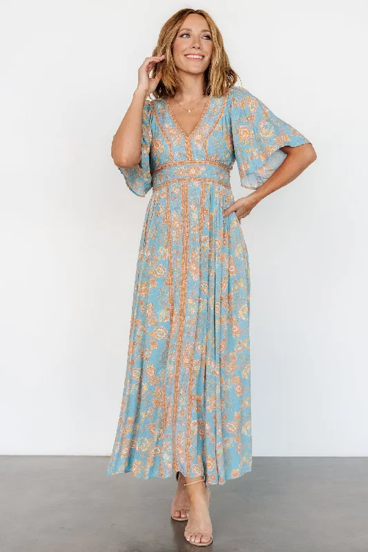 Elissa Maxi Dress | Dusty Blue Floral