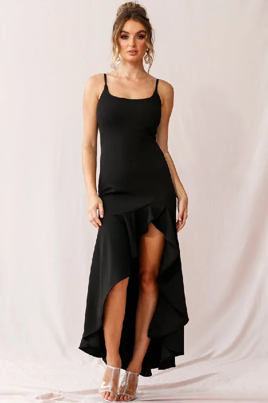 Emoji Asymmetrical Hemline Dress Black